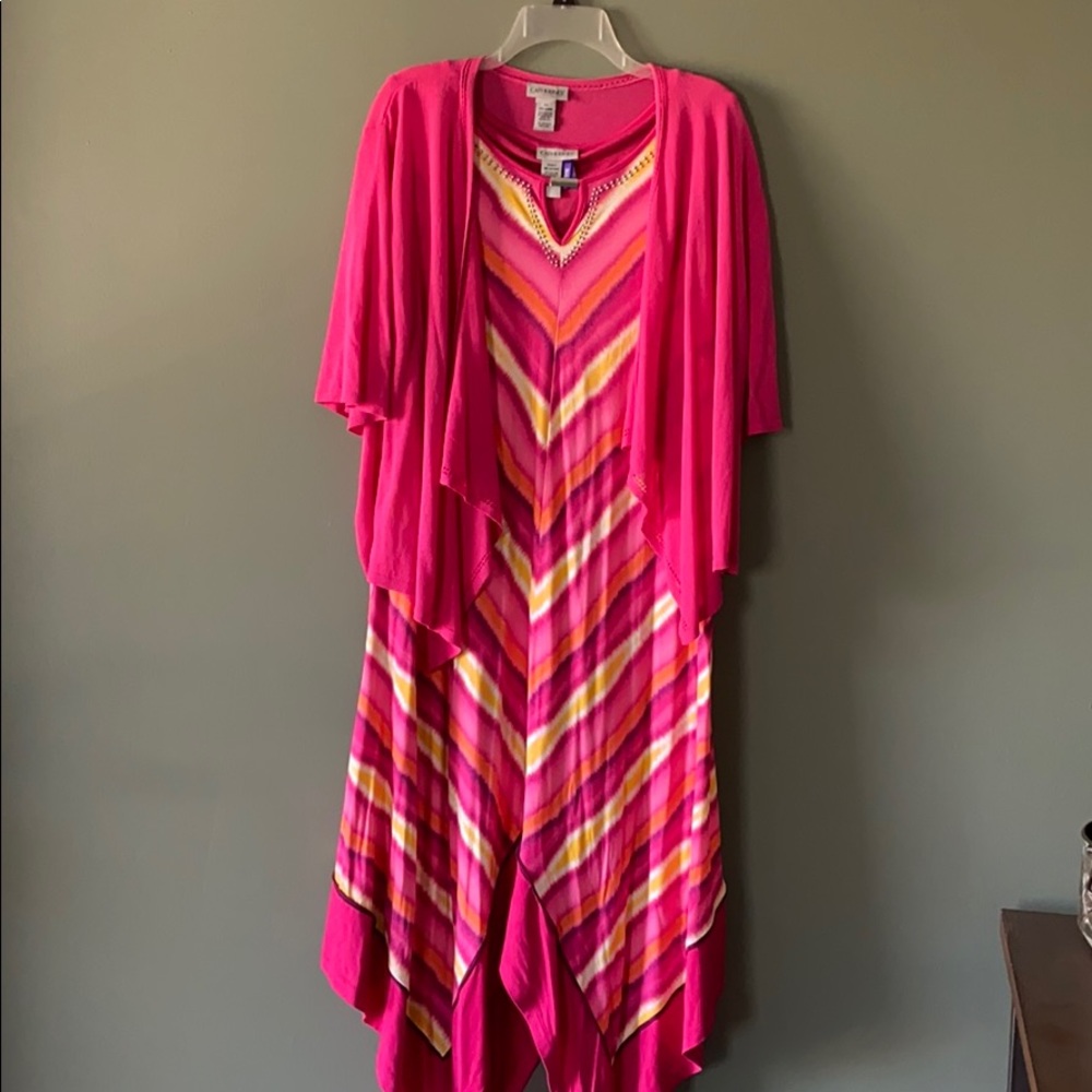 Pink maxi dress and shrug